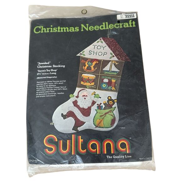 Sultana Christmas Needlecraft Stocking Kit #32111 Santa Toy Shop Sealed - Picture 2 of 6